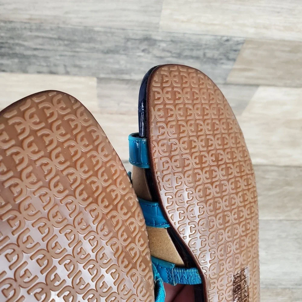 Sam Edelman Bay Kids Slide Sandals Sz 2 M Blue Hudson Navy Leather Slip On Flat